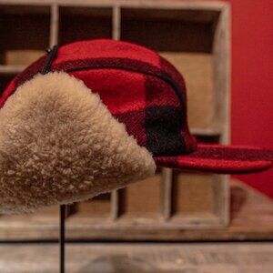 Filson Double Mackinaw Wool Cap, Hunting, Vintage Trapper Hat (M)